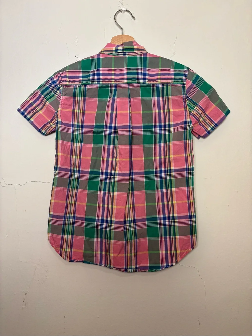 Ralph Lauren Pink, Green & Blue Plaid Short-Sleeve Button-Down Shirt